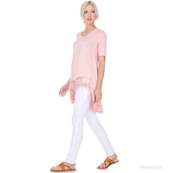 🌷 Blush Short Sleeve High Low Tunic - Picture 3 of 5